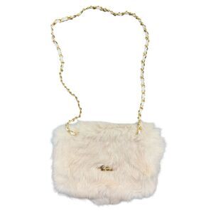 Spiegel Women's Ivory Faux Fur Chain Crossbody Clutch Bag Casual Small Purse